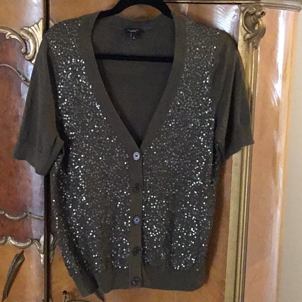 Talbots Olive Lightweight Embellished Sweater - image 6